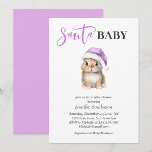Invitation Père Noël Baby shower de Noël pourpre