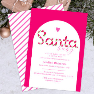 Invitation Père Noël Baby shower de Sucre de canne rose bébé