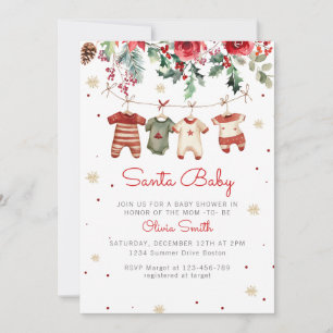 Invitation Père Noël Baby shower de vêtements d'hiver Noël bé