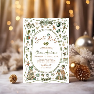 Invitation Père Noël Baby shower neutre pour les garçons et l