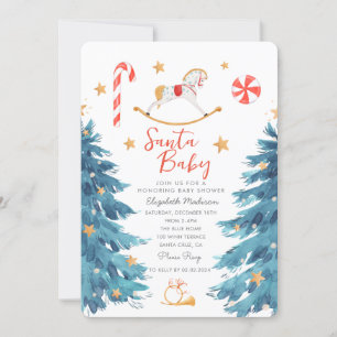 Invitation Père Noël Baby Watercolor Baby shower mignon