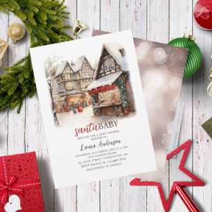 Invitation Père Noël Baby Watercolor Joyeux Baby shower de No