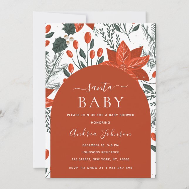 Invitation Père Noël Baby Winter Theme Baby shower de Noël (Devant)