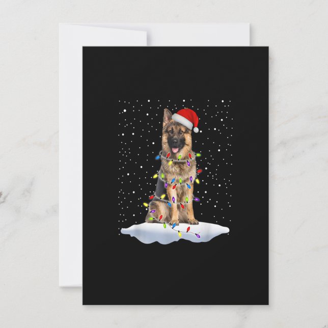 Invitation Père Noël berger allemand lumières de Noël chien m (Devant)