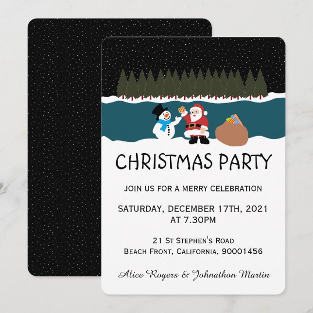 Invitation Père Noël Cadeau À L'Invitation Du Snowman Party (Devant / Derrière)