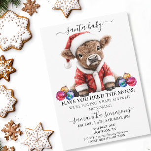 Invitation Père Noël Christmas Holiday Highland Baby shower