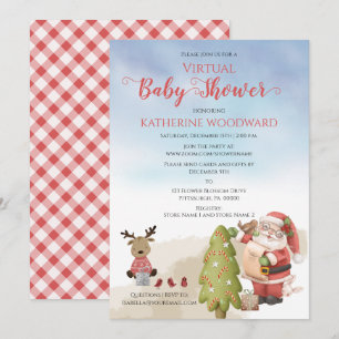 Invitation Père Noël de Noël   Reindeer Virtual Baby shower I