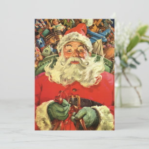 Invitation Père Noël de Noël vintage dans un traîneau avec de