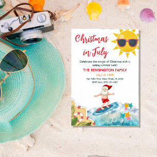 Invitation Père Noël d'été Plage tropicale Noël en juillet