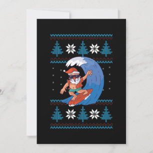 Invitation Père Noël en train de surfer avec des lunettes de