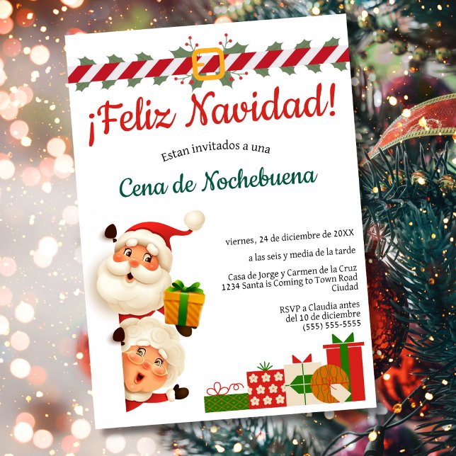 Invitation Père Noël espagnole Cena de Nochebuena fête de Noë (Créateur téléchargé)