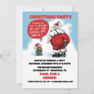 Invitation Père Noël et Elf Drôle Drôle