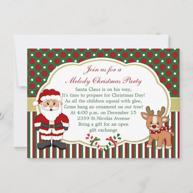 Invitation Père Noël et fête de Noël de candycanes (Devant)