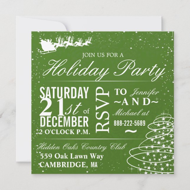 Invitation Père Noël et Sleigh de fête de Noël (Devant)