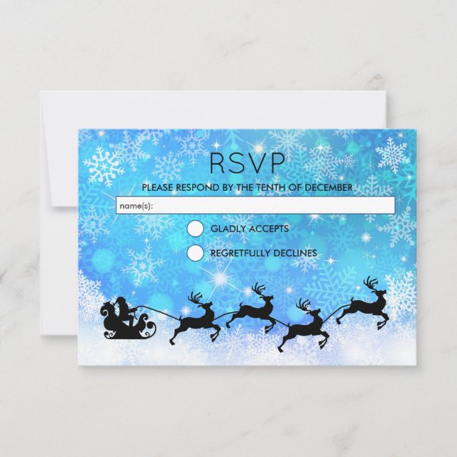 Invitation Père Noël et son vol Reindeer Christmas RSVP (Devant)