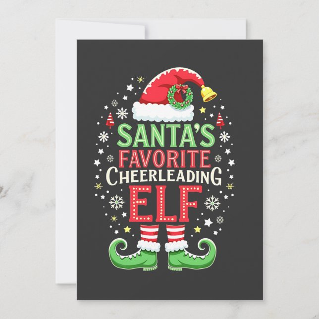 Invitation Père Noël Favori Cheerled Famille Elf Correspondan (Devant)