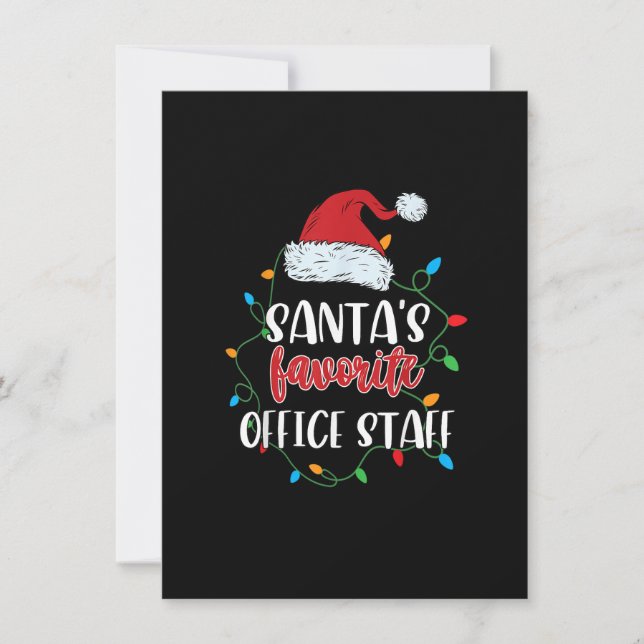 Invitation Père Noël Favoris du personnel de bureau Lumières  (Devant)