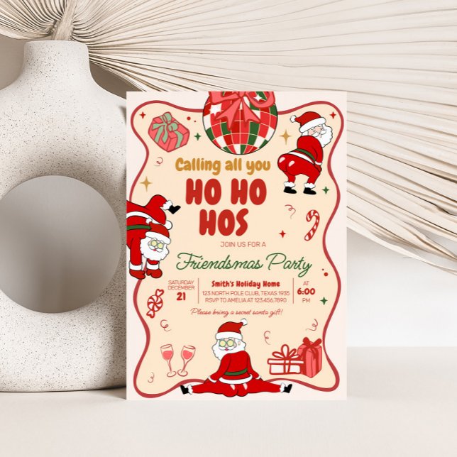 Invitation Père Noël Hos Amies amusantes Fête de Noël (Créateur téléchargé)