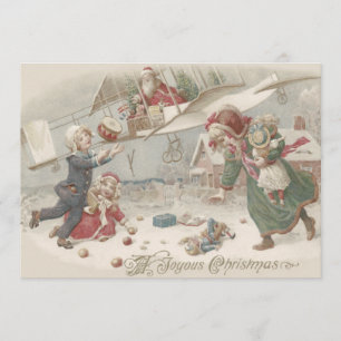 Invitation Père Noël Jouets Volants Arbre de Noël Enfants
