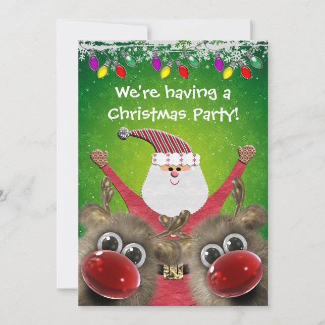 Invitation Père Noël mignon et fête de Noël pelucheuse de (Devant)