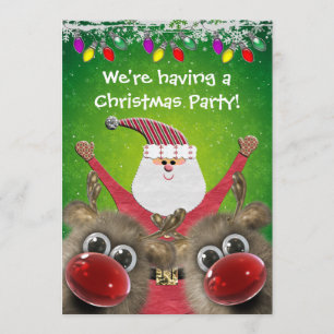 Invitation Père Noël mignon et fête de Noël pelucheuse de