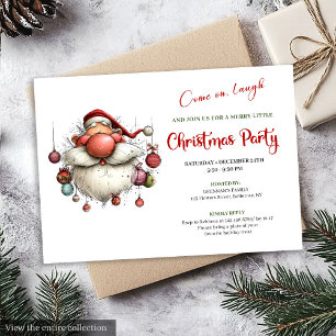 Invitation Père Noël original classique rouge vert vacances