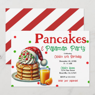 Invitation Père Noël Pancakes & Pyjamas Christmas PJ's Party