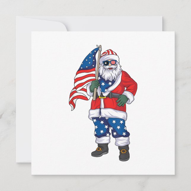 Invitation Père Noël patriotique Noël américain 4 juillet San (Devant)