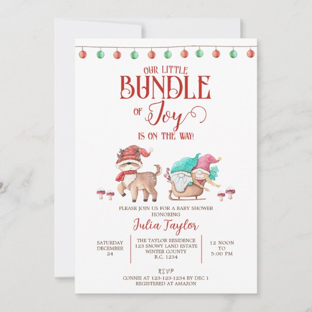 Invitation Père Noël Petit Ensemble de Joie, Baby shower d'hi (Devant)