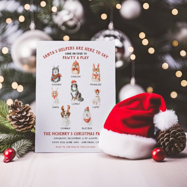 Invitation Père Noël petites aides Fête de Noël de chien (Créateur téléchargé)