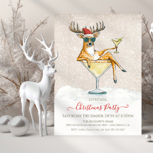 Invitation Père Noël Reindeer Martini Cocktail Noël