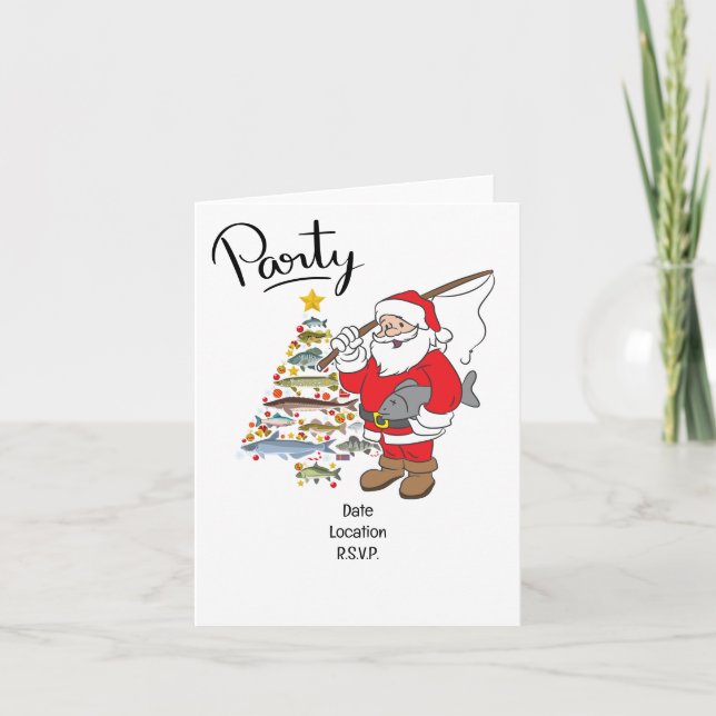 Invitation Père Noël rejoint les fans de pêche pour la fête d (Devant)