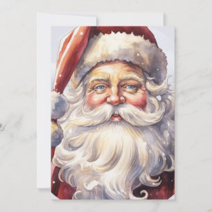 Invitation Père Noël rétro dans un chapeau rouge Noël