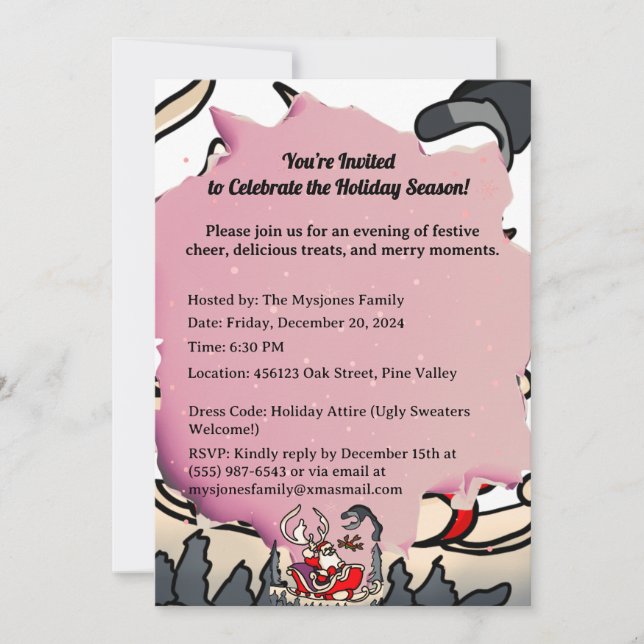 Invitation Père Noël rustique en suspension avec lanterne (Devant)