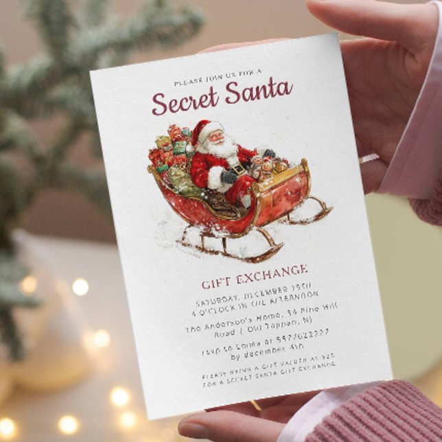 Invitation Père Noël Sleigh Secret Père Noël Christmas Party (Créateur téléchargé)