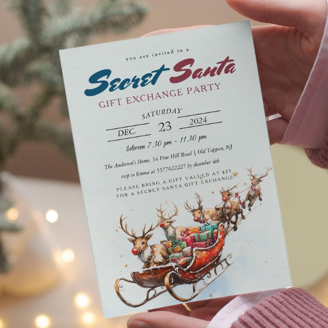 Invitation Père Noël Sleigh Secret Père Noël Christmas Party (Créateur téléchargé)