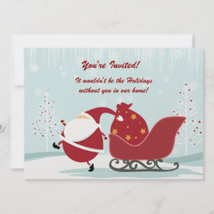 Invitation père Noël Sleigh Trees hiver Scène Fête de Vacance