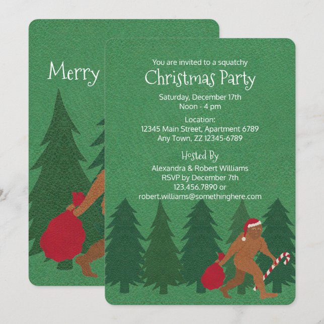 Invitation Père Noël Squatch Christmas Party Squatchy (Devant / Derrière)