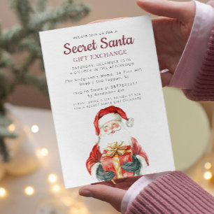 Invitation Père Noël tenant Gift Secret Père Noël Christmas P
