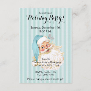 Invitation Père Noël victorien vintage turquoise