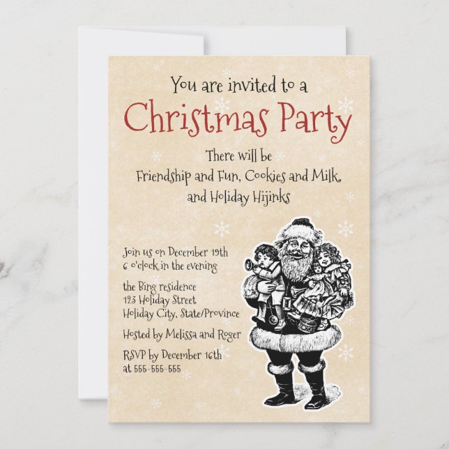 Invitation Père Noël vintage (Devant)