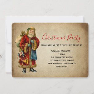 Invitation Père Noël Vintage Ancienne Mode Fête de Noël