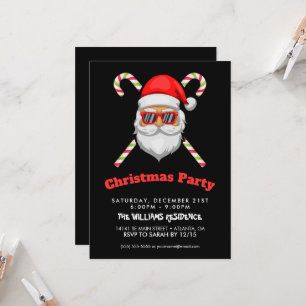 Invitation Père Noël visage lunettes de soleil canne douce