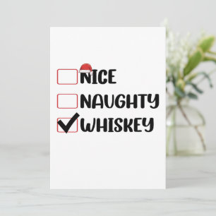 Invitation Père Noël Whiskey Nice Naughty Liste de Noël