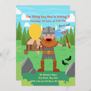 Invitation Père viking avec appel en ballon à la fête