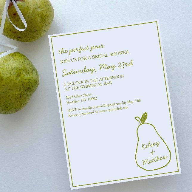 Invitation "Perfect Pear" Fête des mariées à main levée (Créateur téléchargé)