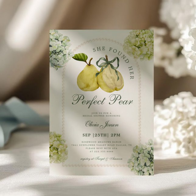 Invitation Perfect Pear Pair Green Hydrangea Bridal Shower (Créateur téléchargé)
