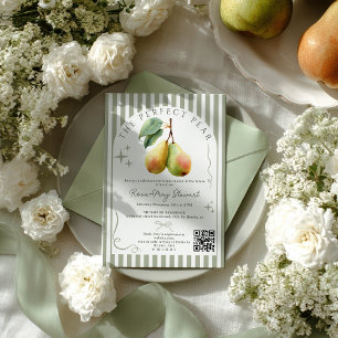 Invitation Perfect Pear Rétro Vieux argent Pair Qr Fête des m