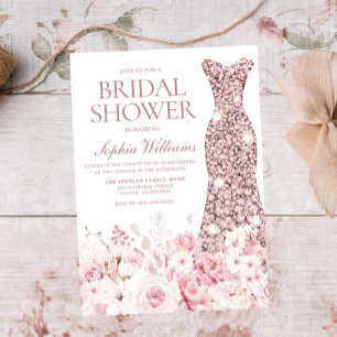 Invitation Perfectionné Blush Floral Rose Gold Fête des marié