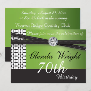 Invitation Peridot élégant et fête d'anniversaire noire